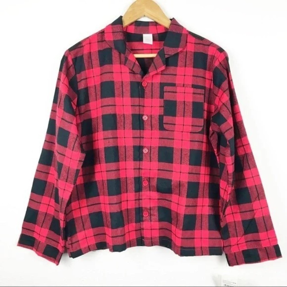 4th & Union Buffalo Plaid Pajama Top Red Black‎ Button Front NWT 18/20